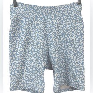 Adam Selman Blue and White Leopard Print Shorts